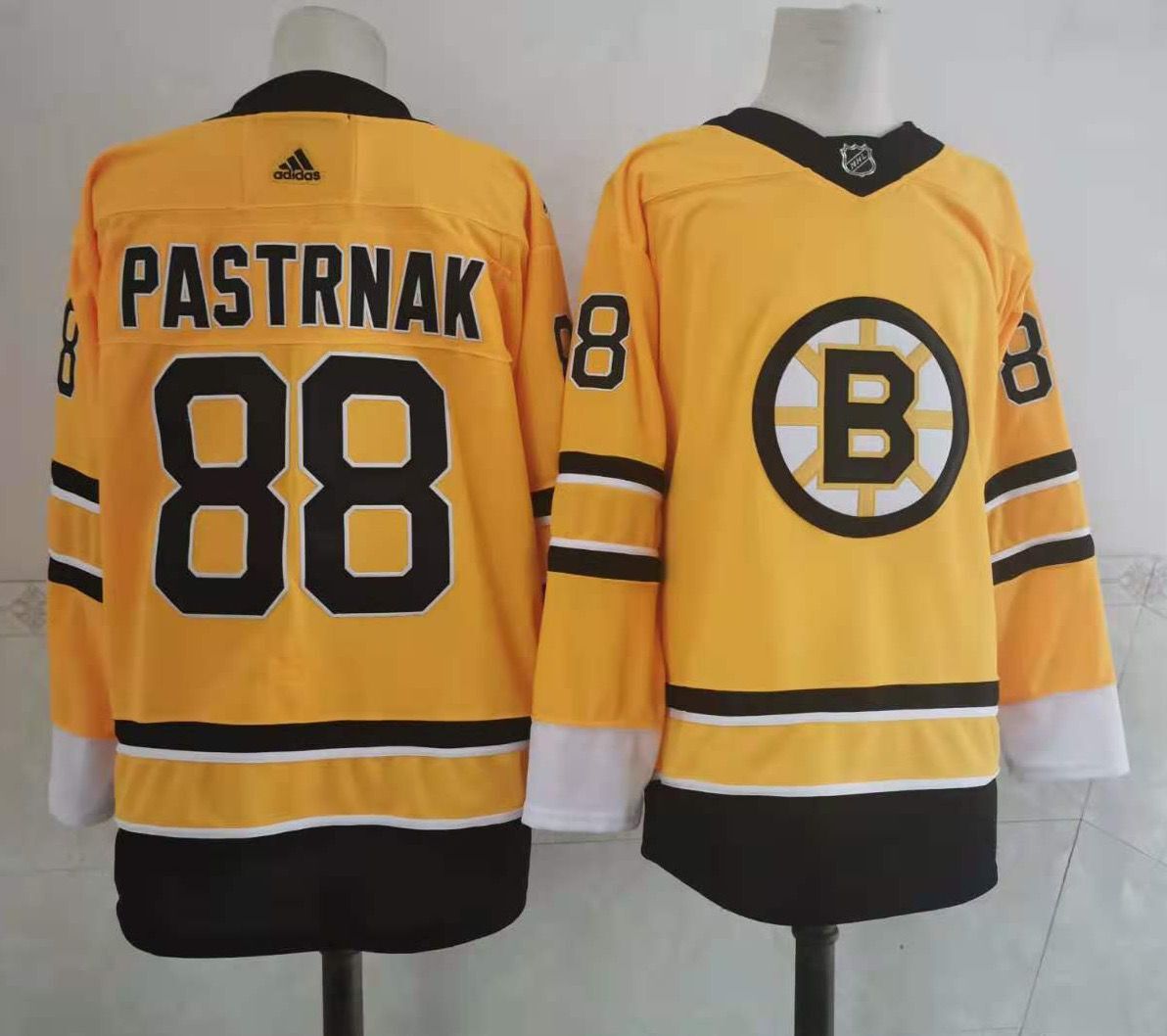 Cheap Adidas Men Boston Bruins 88 Pastrnak Authentic Stitched yellow NHL Jersey